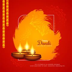 Wall Mural - Red color Happy Diwali Indian festival greeting background