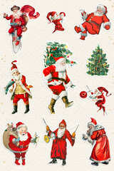 Poster - Santa Claus sticker set vector