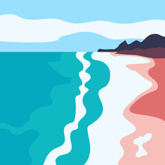 Beautiful seascape. Trendy vector illustration.