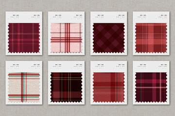 Plaid pattern fabric sample swatch design element vector set