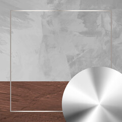 Wall Mural - rectangle silver frame on gray concrete textured background vector
