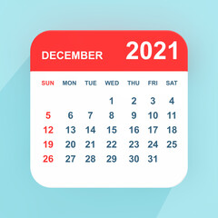 Poster - Flat Icon Calendar December 2021. 3d Rendering