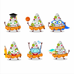 Poster - School student of slice of fruit tart cartoon character with various expressions