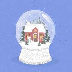 vintage christmas snowball globe vector design illustration