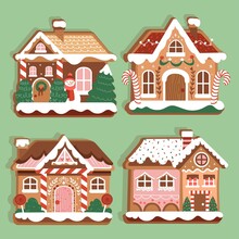 Hand Drawn Gingerbread House Collection Vector Design Illustration