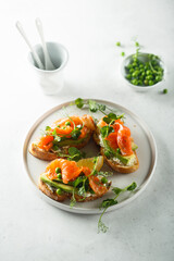 Poster - Homemade salmon bruschetta with green pea