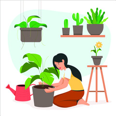 Wall Mural - gardening home concept vector illustration