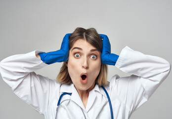 Wall Mural - female doctor in white coat medicine professional hospital