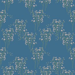 Seamless pattern delicate twigs on a blue background, nice picture for home decor and holiday cards, fabric and wallpaper