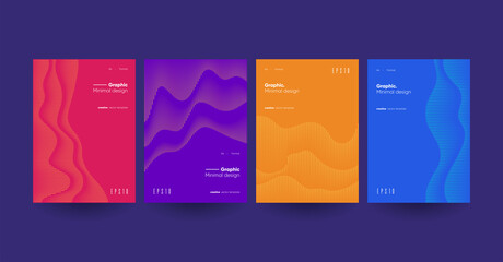 Modern minimal brochure templates. Wavy linear patterns composition.