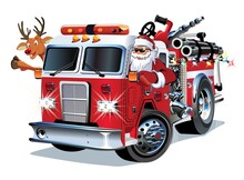 Cartoon Christmas Firetruck