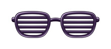 Black Shutter Glasses Shades Sunglasses Clipart. Funky Party Eyewear Cartoon Vector Illustration.