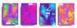 Set of covers design templates with vibrant gradient background and liquid shapes. Trendy modern design. Applicable for placards, banners, flyers, presentations, covers and reports. Vector Eps10