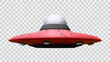 Realistic unidentified flying object isolated on transparent background. Vector illustration