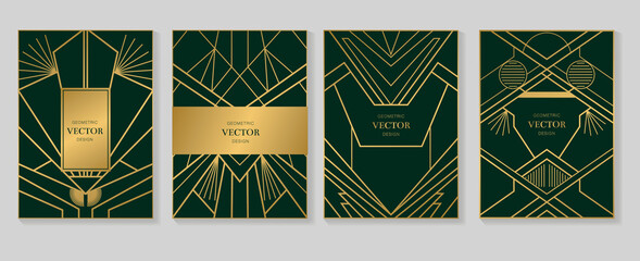 Gold and Luxury Invitation card design vector. Abstract geometry frame and Art deco pattern background. Use for wedding invitation, cover, VIP card, print, poster and wallpaper. Vector illustration.
