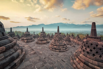 Canvas Print - Borobudur Buddhist monument in Central Java, Indonesia