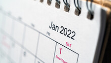 January 2022 Year On Desk Calendar Close Up