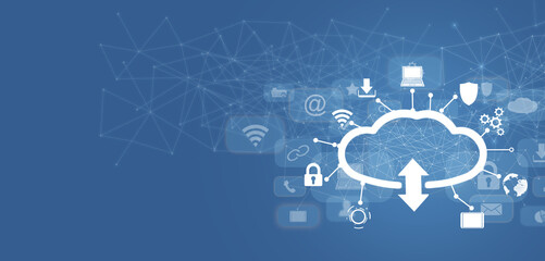 Wall Mural - cloud computing technology on blue background.