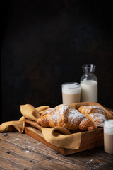 Wall Mural - Sweet fresh croissant and milk