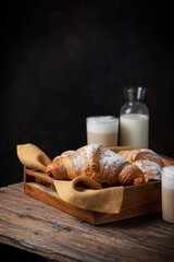 Wall Mural - Sweet fresh croissant and milk