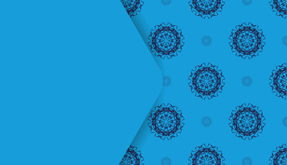 Baner in blue with Indian pattern and a place under the logo