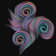 Wall Mural - Seashell - a colorful pattern of dots. Traditional ethnic ornament. Object isolated on black background. Vector print.