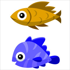 Sticker - Cute cartoon fish icon set line. Sea ocean animal. Baby kids collection. Flat design. White background. Isolated.