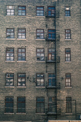 back wall windows of an old building in winnipeg canada