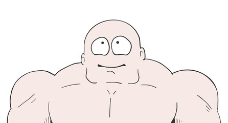 Sticker - Muscle bald man draw