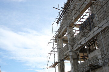 Construction site with scaffolding