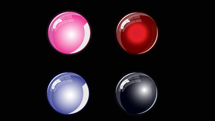 Colorful glossy buttons set vector on dark background