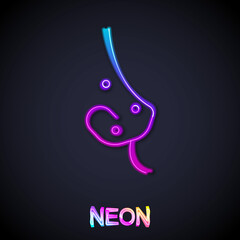 Glowing neon line Acne icon isolated on black background. Inflamed pimple on the skin. The sebum in the clogged pore promotes the growth of a bacteria. Vector