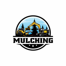 Forestry Mulching Machine Isolated Logo Vector	