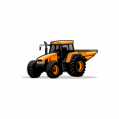 Sticker - tractor, farm equipment, construction machine isolated vector	