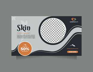 Wall Mural - landscape social media banner design for creative and modern beauty skin treatment center promotion.