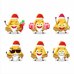 Wall Mural - Santa Claus emoticons with slice of custard tart cartoon character