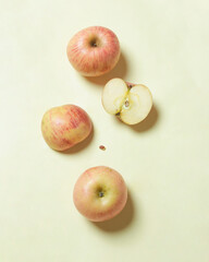 Wall Mural - Fresh red apples are rich in benefits. Apples contain vitamin C. Apples include fruit that is rich in fiber. Apples are suitable as a menu when running a diet program. Apple mockup. Focus blur.