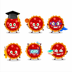 Poster - School student of strawberry tart cartoon character with various expressions