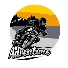 Canvas Print - motorcycle logo design vector art