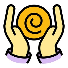 Sticker - Hands hypnosis icon. Outline hands hypnosis vector icon color flat isolated