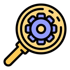 Wall Mural - Magnifier service center icon. Outline magnifier service center vector icon color flat isolated