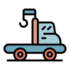 Wall Mural - Tow truck assistance icon. Outline tow truck assistance vector icon color flat isolated