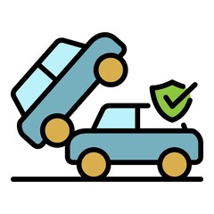 Sticker - City car accident icon. Outline city car accident vector icon color flat isolated