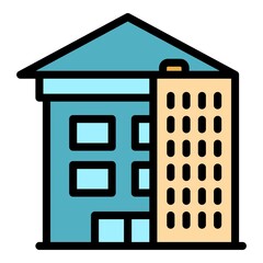 Sticker - House reconstruction icon. Outline house reconstruction vector icon color flat isolated