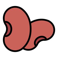 Canvas Print - Garbanzo kidney bean icon. Outline garbanzo kidney bean vector icon color flat isolated