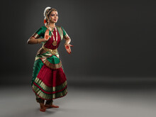Beautiful Indian Girl Dancer Of Indian Classical Dance Bharatanatyam . Culture And Traditions Of India.	
