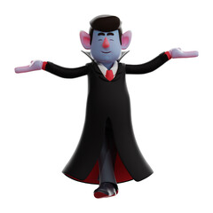 Wall Mural - Dracula Vampire 3D Cartoon Illustration closed his eyes