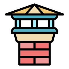 Sticker - House chimney icon. Outline house chimney vector icon color flat isolated