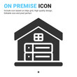 On premise icon vector with glyph style isolated on white background. Vector illustration database, server sign symbol icon concept for digital IT, logo, industry, technology, apps, web and project