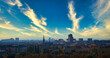 erhöhte Stadtbildansicht der Wiener Skyline